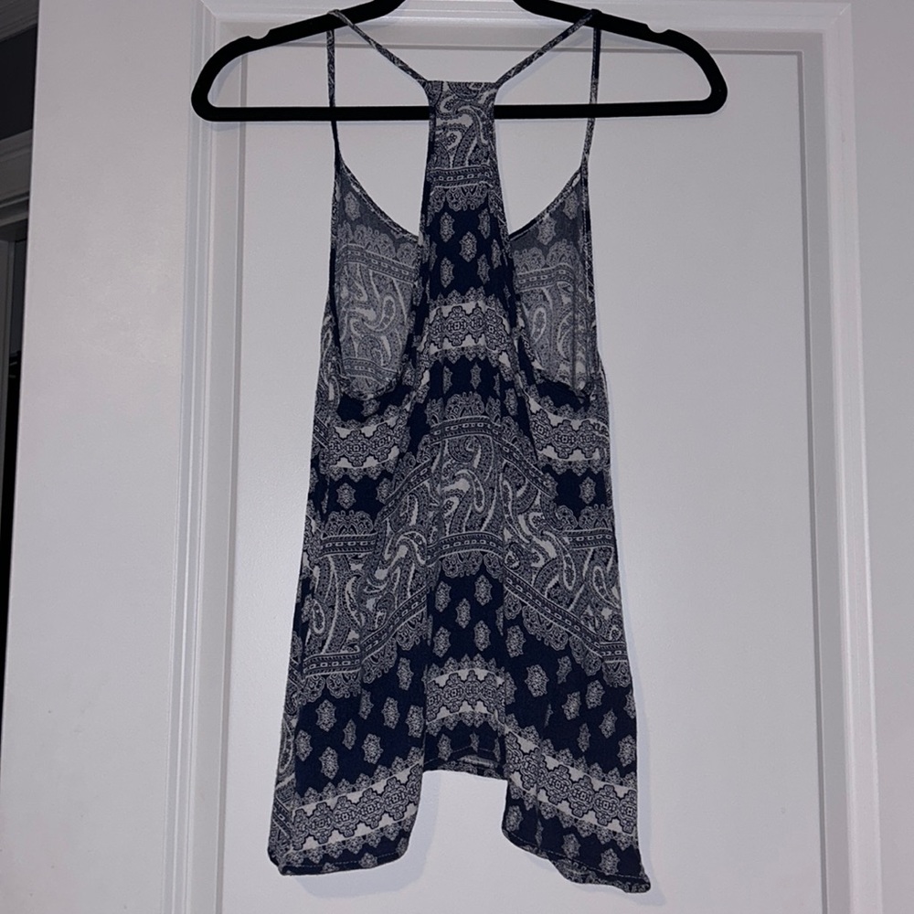 (2 for $15) acemi Blue and White Bohemian Tank Top
